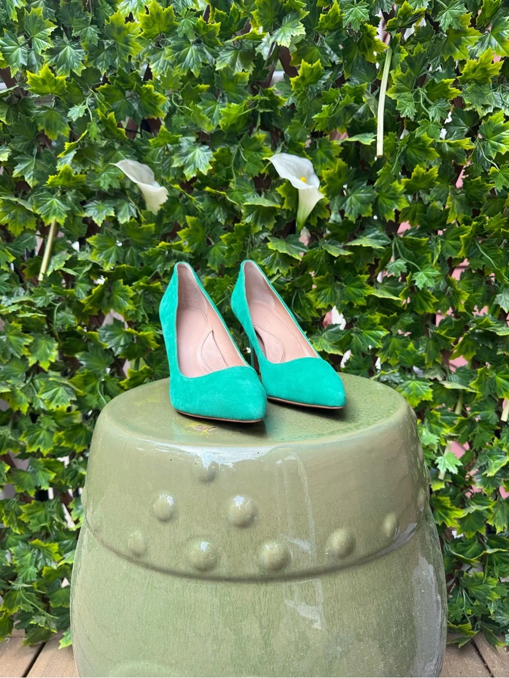 Banana Republic Teal Suede Pointed-Toe Pumps